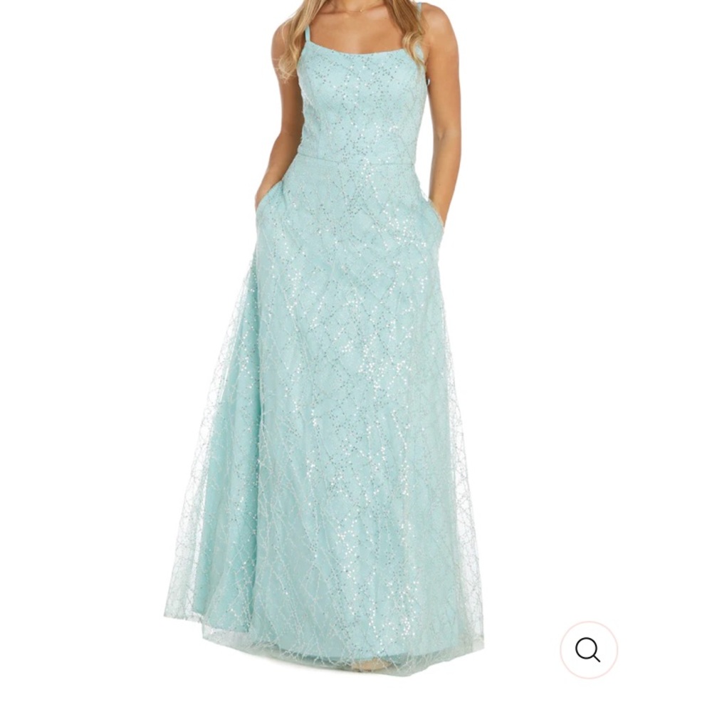 Mint Turquoise Sequin Prom Dress